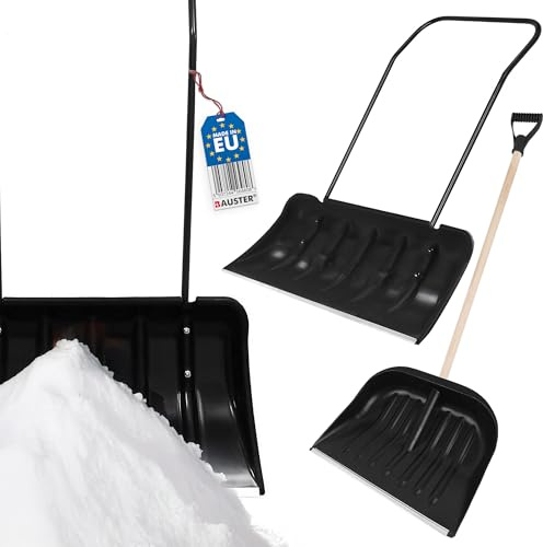Bauster® Kit de déneigement robuste et pelle à neige légère – Outils ergonomiques fabriqués en UE Pelle en plastique rapide et pelle à neige robuste pour la maison
