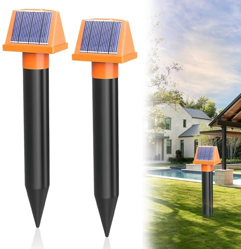 Distributore di talpe a energia solare, 2 pezzi, a spirale, a ultrasuoni, a energia solare, IP55, per espellere talpe, per prato, giardino, stabile
