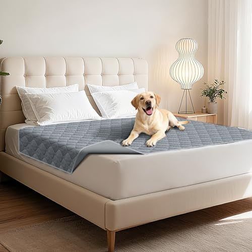 Lekereise wasserdichte Hundedecke 157×208cm – 100% Saugfähig & Auslaufsicher, Weiche rutschfeste Hundedecke als Schutz für Sofa, Bett & Auto – Waschbare Hundematte für Hunde & Katzen (Grau)