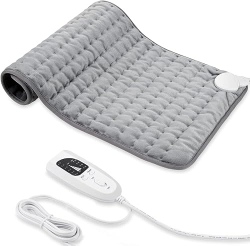 Heating pad, Electric Heat Pad with Automatic Switch-Off and 6 Temperature Levels Heating pad for Back Neck Shoulder Belly Heating Technology - Machine Washable (Silver Gray, 20 x 40)