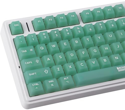 TYRIXKI Green Clear Keycaps,123 Keys Shine Through Transparent Keycaps 75 Percent, PC Material Cherry Profile Custom Keycap for Cherry Gateron MX Swithes Mechanical Gaming Keyboards