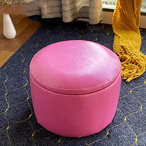 Ottoman-Fußhocker mit Stauraum, aus Ölwachs, Leder, für Wohnzimmer und Schlafzimmer, 35 x 33 cm, Rosa
