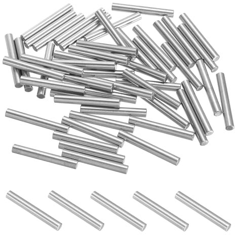 PATIKIL Metal Dowel Pins 4x30 mm, 50 Pcs 304 Stainless Steel Shelf Support Peg Fasten Elements for Bookshelf Shelves Cabinet Closet Fixing Component Position, Silver