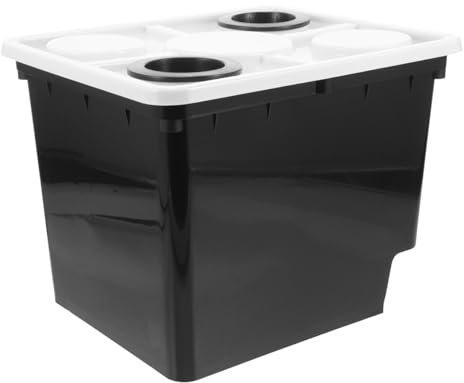 UKCOCO Cubo De Cultivo Hidropónico Sin Suelo para Hortalizas y Frutas Invernadero, Plástico Resistente Negro Tapa De 2 Orificios y Cesta, Adecuado para Cultivo Sin Tierra y Jardinería Avanzada