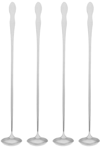 SOLUSTRE Lot de 4 cuillères à soupe en acier inoxydable pour sauces, cafés et plats chauds ; louche large pour les réunions de famille.