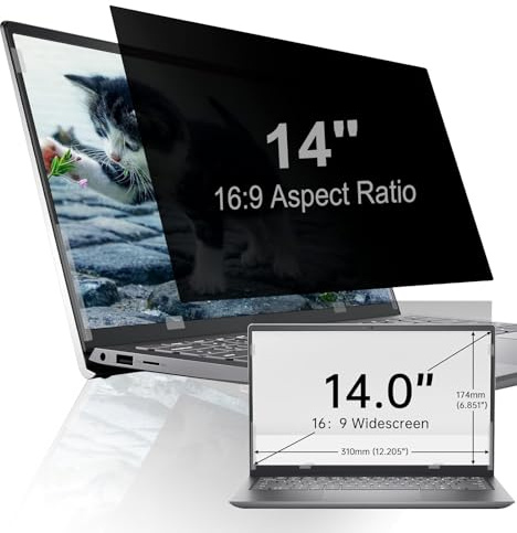 Wonsoso Filtro magnético de privacidad para relación de aspecto 16:9, pantalla de privacidad para laptop, pantalla de privacidad de 14 pulgadas, antiespía y antirreflejos, protector de bloqueo de luz