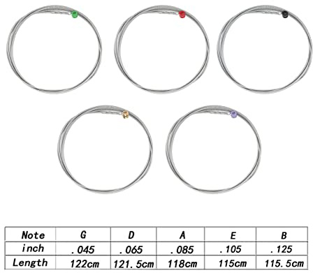 Grcfumo 5Pcs Bass String, Colourful Ball End G D A E B 5 Notes, 5 Strings Replacement Set, Instrument Accessory for Electric Bass