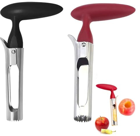 Apfelentkerner, Apfelausstecher Edelstahl, 2 Stück Set in Rot und Schwarz, Kerngehäuse Ausstecher für Frische Apfelringe, Praktischer Apfelkernausstecher für Küche und Haushalt ﻿