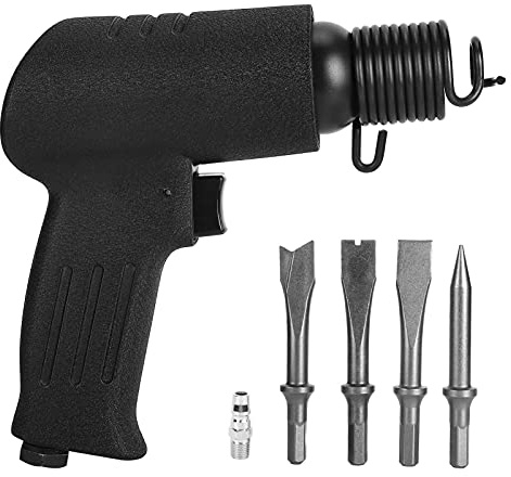 Respicefinem Pneumatic Air Hammer High Power Air Chisel Tool for Demolition and Carving with 4 Chisel Heads Ergonomic Design for Long Lasting Use (Japanese Style)