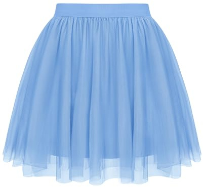Lovasy Tüllrock Damen Kurz Schwarz Rock 2 Lagen Tüll Elastische Taille Sommerrock Party Prom Rock