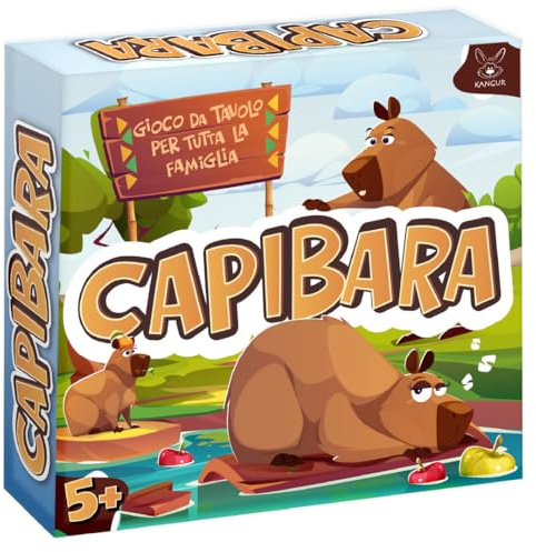 Capibara Gioco da Tavolo per Bambini 5 Anni e Famiglia Gioco di Società Divertente con 54 Carte 14 Gettoni Tabellone Dado e Pedine Per 2 o Più Giocatori