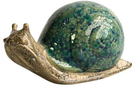 Manufaktur Lichtbogen Gartenfigur Schnecke aus Keramik seegrün handbemalt Dekofigur Gartendeko Gartendekoration