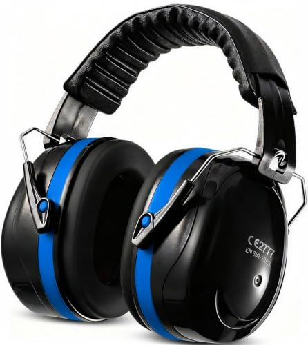 SNR 34dB Ear Defenders, Adjustable Lightweight Hearing Protection Earmuffs, Noise Reduction Noise Cancelling Headphones for Adults Kids Autism Shooting Construction Mowing Machinery Work DIY, Blue