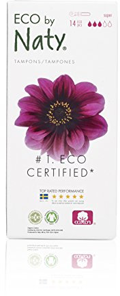 Eco By Naty, Assorbenti Interni con applicatore, Super, 14 assorbenti interni. Realizzati con fibre vegetali e vegani. 0% di plastica.