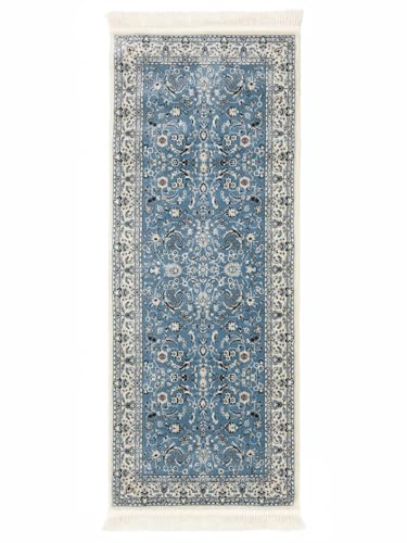 RugVista Nain Florentine Teppich, 80 x 200 cm, Hell Blau | Orientalische, Naher Osten, Traditionelle, Nain, Rechteckig, Niedriger Stapel, Nur chemische Reinigung, Oeko-Tex 100