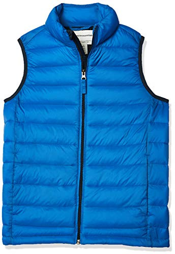 Amazon Essentials Boys' Lightweight Water-Resistant Packable Hooded Puffer Vest, Cobalt Blue, 8 Years