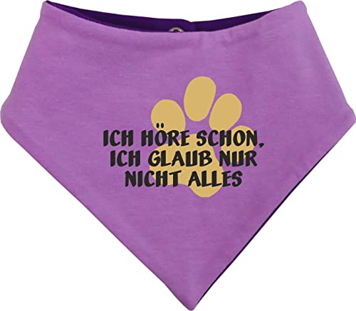 Hunde Wende- Halstuch Multicolor (Fb: lila-Flieder) (Gr.3 - HU 36-42 cm) Ich höre Schon, ich Glaub nur Nicht Alles