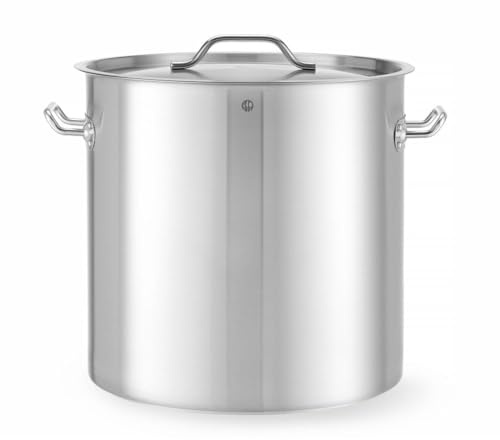 HENDI Pentola con coperchio, grande capacità: 50L, adatta a tutte le fonti di calore, lavabile in lavastoviglie, ø400x(H)400mm, acciaio inox