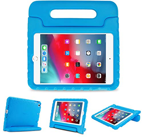 ProCase iPad Mini 5/ Mini 4 Kinderhülle Stoßfest Weich Silikon Hülle für Kinder, mit umwandelbarer Handgriff Handle, Leicht Schutzhülle Stand Case Cover für iPad Mini 5 2019/ Mini 4 2015 –Blau
