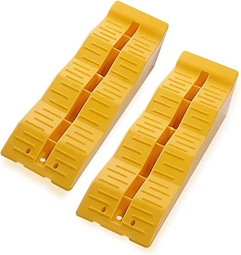 ZONETECH Automotive Leveling Ramps - Set of 2 Premium Quality Camper Trailer SUV Car Wheel Chocks, Leveler, Stabilizer on Uneven Ground- Great for Leveling and Raising Auto