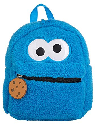 Sesame Street Toddler Cookie Monster Backpack, Back to School Bookbag for Toddler, Plush Zippered Bag