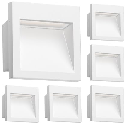 ledscom.de 6x LED Wandeinbauleuchte NOLA, Downlight für außen, IP54 matt, 90 x 90mm, warmweiß