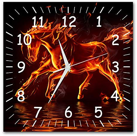 Bilder-Manufaktur BM Funk Quarz Wanduhr Funkwanduhr Funkwanduhren Funkuhr Funkuhren kein Ticken lautlos geräuschlos leise modern ohne Tickgeräusche groÃŸ XXL Wohnzimmer Küche Pferde Tiere 9334-1a WZ