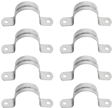 Aopin 35 mm starre Rohrklemme, 2 Löcher, U-Klammer, Rohrband, Spannschellen, 201 Edelstahl, für Rohrbefestigung, Silber, 8 Stück