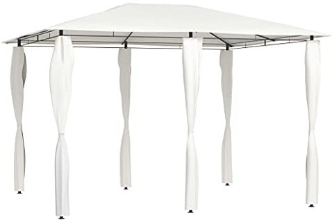 vidaXL Belvédère avec Revêtement de Poteau Tonnelle de Terrasse Chapiteau de Jardin Pavillon de Patio Tente de Réception Extérieur 3x4x2,6 m Crème 160 g/m²