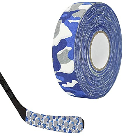 Worutuk Grip Tape Hockey Tape Sticks Anti-Slip Waterproof Blue Camouflage Wrapper Easy to Stretch and Tear for Ice Hockey, Skiing, 1 Pack…