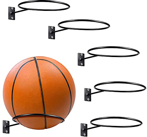 Universal Metal Ball Rack Holder - Black, Basketball, Football, Volleyball, Soccer (4)