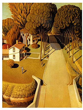 Grant Wood Prints Berühmter Kunstdruck auf Leinwand, modernes Kunstwerk, abstrakte Poster, Leinwand-Kunst, Bilder für Wohnzimmer-Dekor (Geburtsort von Herbert Hoover), 70 x 100 cm, rahmenlos