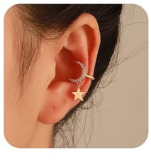 Yienate Kristall Stern Mond Ohrclips Ohrring Single Gold Mondsichel Manschette Wrap Ohrring Aussage Stern Nicht Piercing Knorpel Clip Auf Ohrring Strass Mond Crawler Ohrringe Schmuck Für Frauen