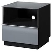 PRICE FACTORY just for you Petit Meuble TV Zante 50 cm, 1 tiroir, 1 Niche, LED, Noir et Gris Brillant