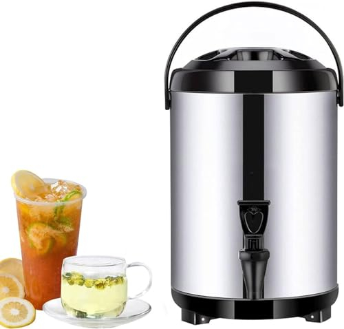 erogatore di acqua calda e fredda, bollitore termostato, dispenser per bevande in acciaio inox, grande capacità, 10-12 ore, nero 8L