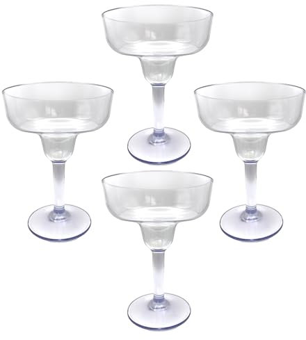 Party Outlaw Vasos de cóctel de plástico transparente para margarita, 4 unidades, 16 onzas, vasos clásicos para cóctel, sin BPA, ligeros, resistentes, reutilizables, a prueba de roturas, aptos para
