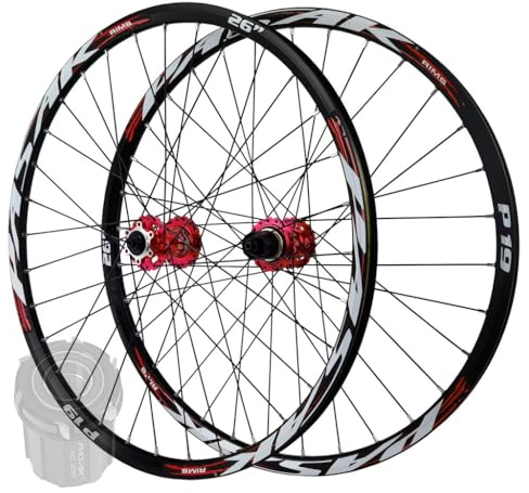 DYSY Mountainbike Laufradsatz mit Scheibenbremse 26/27,5/29 Zoll, Aluminiumlegierung 32H Abgedichtetes Lager MTB Fahrradfelge 135mm Vorder und Hinterrad 7–11 Gänge (Farbe : Rot, Size : 29 IN)