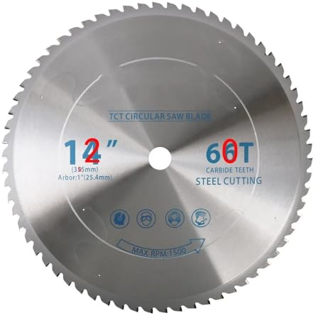 NEFLUM Metall-Trennscheibe, 305 Mm, 60 Zähne, Hartmetall-Kreissägeblatt Für Eisen, Stahl, Metall-Schneidmesser, Hartmetall-Sägeblatt, Bohrung 25,4 Mm