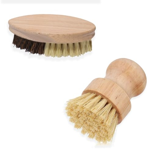 Cepillo para verduras de madera, 2 unidades, cepillo para setas, cepillo de palma de madera de haya, cepillo para ollas, cepillo para champiñones, cepillo para patatas para cocina