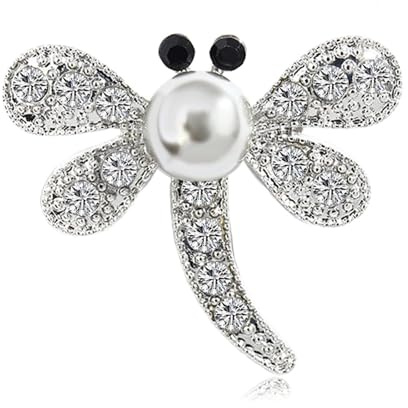 Wendalern Strass Libelle Brosche Pin Diamant Perle Insekt Libelle Pin Kristall Libelle Fliegen Revers Pin Elegant Brautstrauß Brosche Kleidung Korsage Schmuck Für Frauen Mädchen