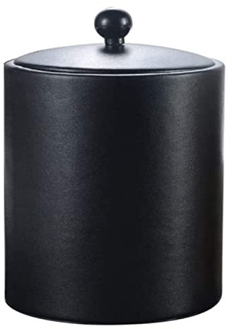 ASHSDI Seau a Glace Seau Champagne Seau À Glace Bronzant en Cuir Seau Intérieur en Acier Inoxydable avec Couvercle Et Filtre Rafraîchisseur de Bouteille Vin (Color : Black, Size : 18.5 * 14cm)