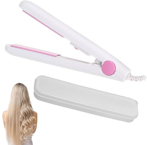 Mini Piastra per Capelli, Piastra per Capelli 2 in 1, Piastra per Capelli Professionale, Piastra Capelli con Scatola Protettiva, Piastre per Capelli Portatile da Viaggio, Riscaldamento Rapido (Bianco)