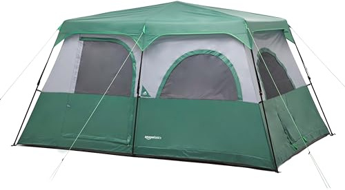 Amazon Basics Tente de Camping instantanée avec auvent et Sac de Transport, tentes pour 10 Personnes pour Le Camping, Vert