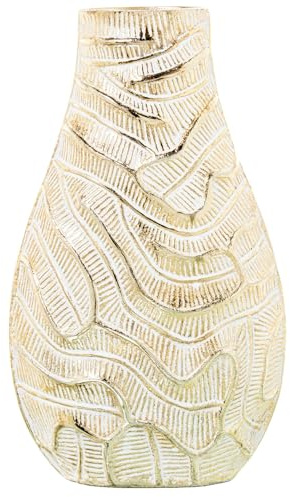 Tischvase aus Aluminium mit goldenen Wellen, 20 x 10 x 33 cm