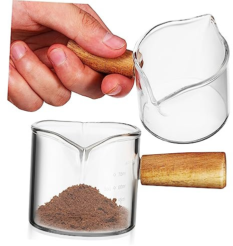 CIYODO 2pcs Latte Art Glass Measuring Cup Espresso Shot Glass Scale for Coffee Accessories for Latte Coffee Cup Preparation