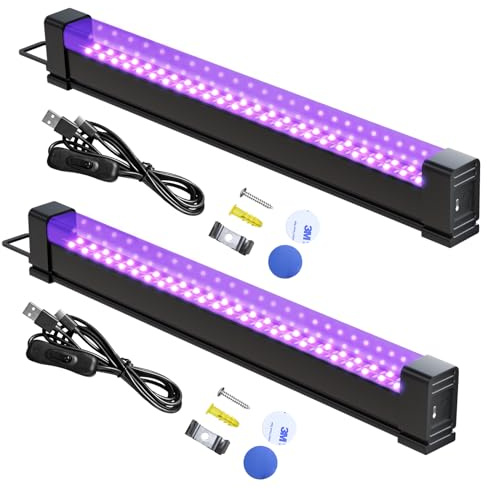 Rechargeable Luz LED Ultravioleta UV, 395nm Bombilla Luz Negra Ultravioleta para Halloween Fiestas Boda Iluminación