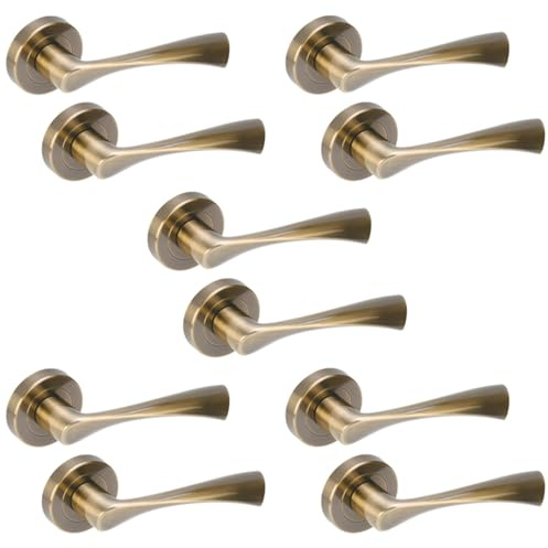 Hunta HANDLEZONE® 5 Sets Zena Lever On Round Rose Door Handles, Internal Passage Latch Handles - Antique Bronze