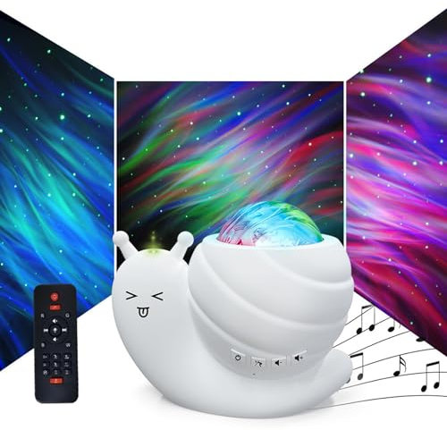 HUIOP Starry Sky Projector Light,BT Speaker Night Light, Snail Starry Sky Projector Lamp, Creative Gift for Bedroom, Aurora Projection Light, Atmosphere Lamp, Relaxing Music, Suitable for All Ages
