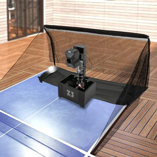 OMGGYER Bordtennis robot automatisk bordtennis bollmaskin med nät, fjärrkontroll och 100 kulor för spelare alla svårighetsnivåer för träning och träning