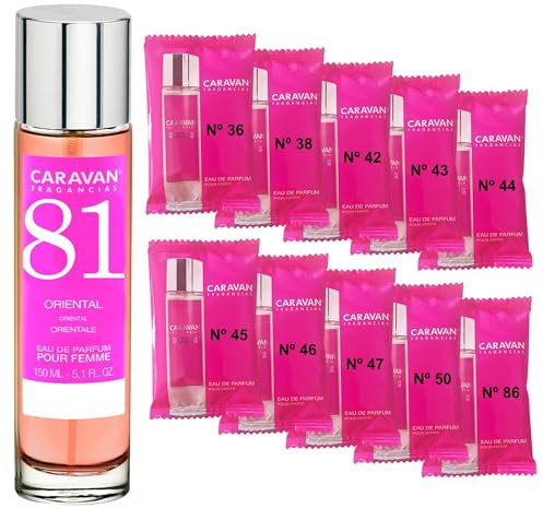 CARAVAN FRAGANCIAS Damenparfüm Nr. 81, 150 ml + Set mit 10 Flaschen mit verschiedenen Damenduften von Caravan, um neue Düfte zu entdecken